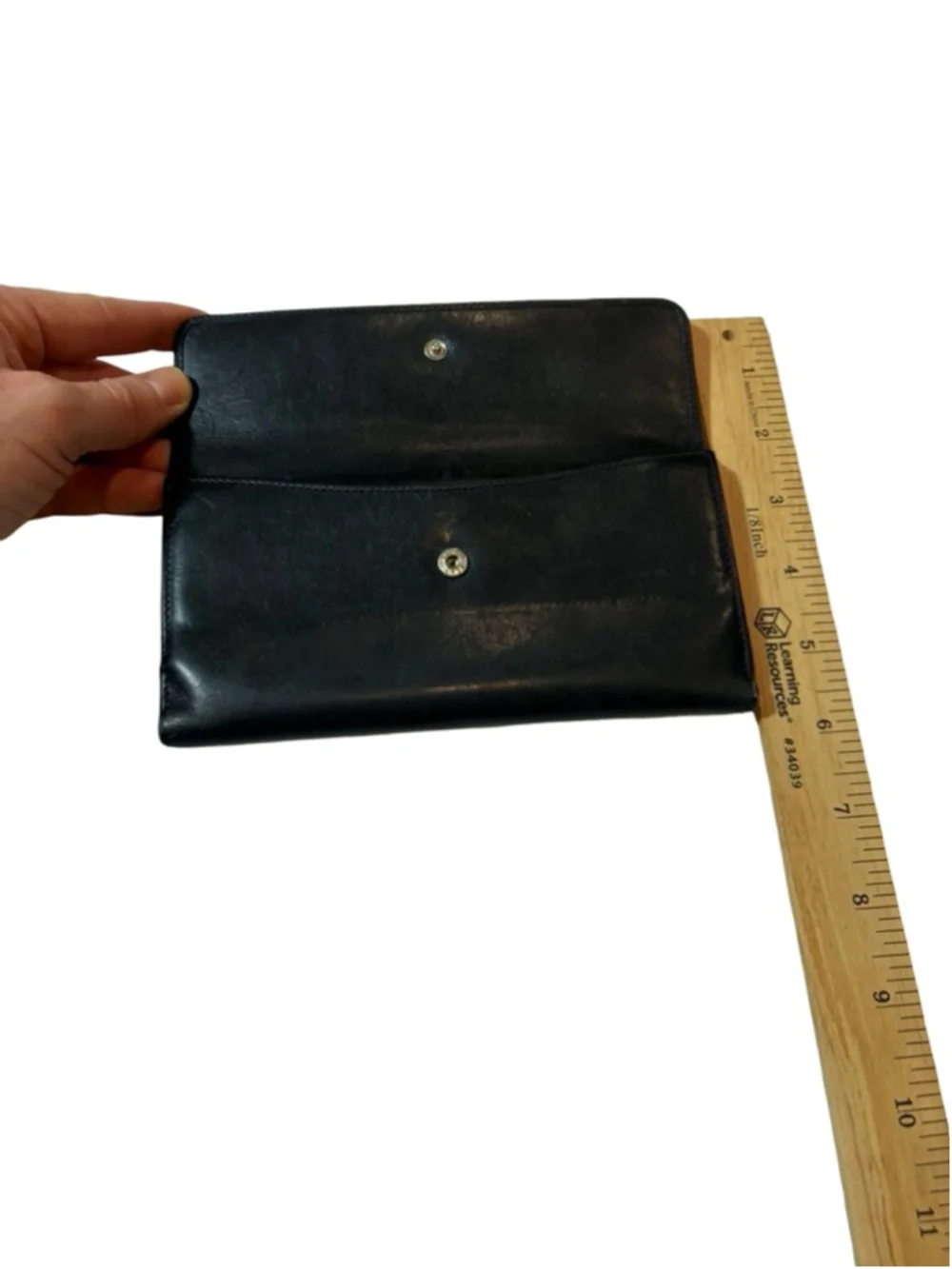 Gucci Black Leather Long Wallet Continental Snap Vintage Made in Italy flaw - Picture 8 of 15